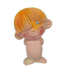 Vintage 1950's Rubber Mischievous Blond Boy Toy 7" Figurine Kitsch Collectible